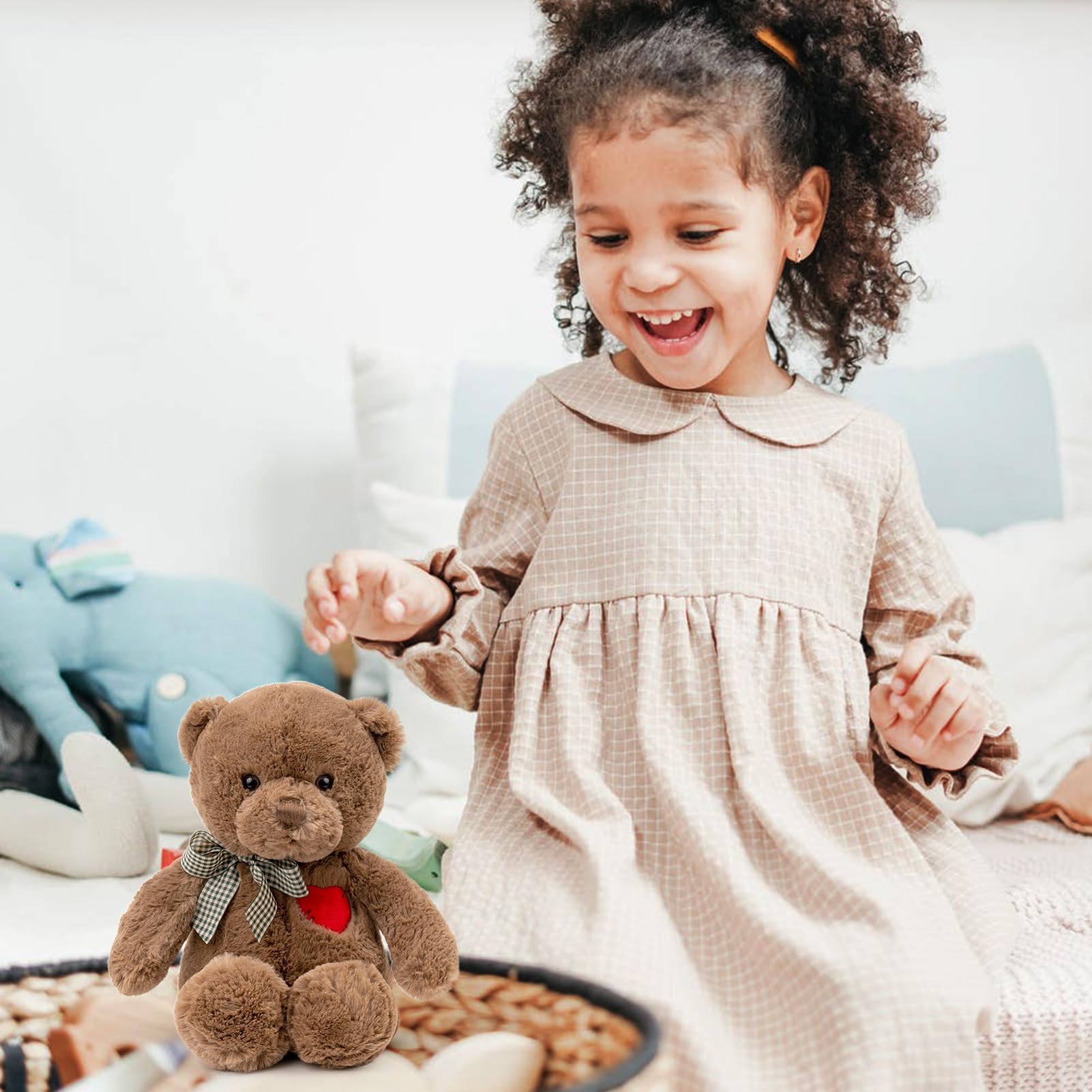 11” Brown Teddy Bear with Heart – Soft Plush Stuffed Animal Gift for Valentine’s Day, Birthday, Christmas