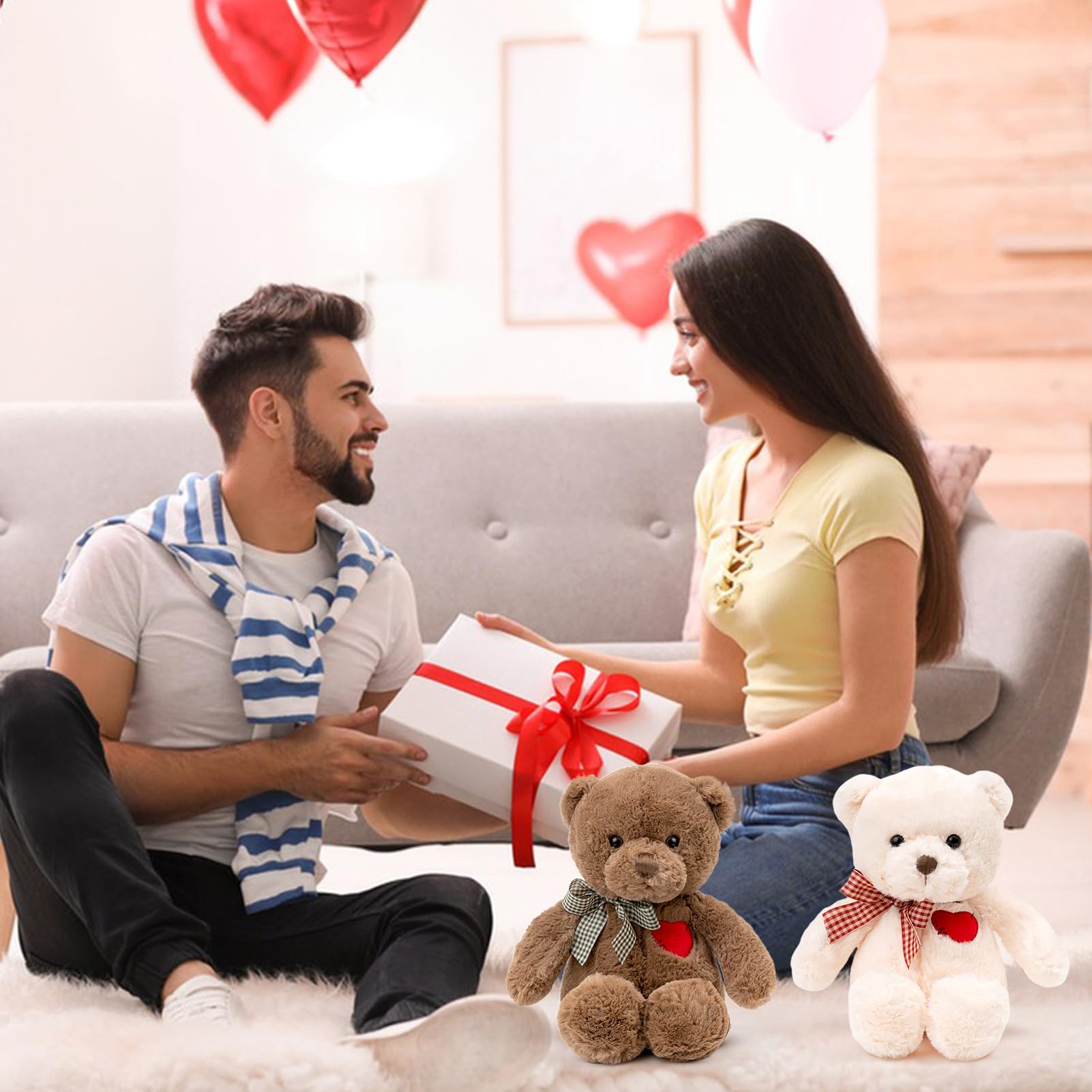 11” Brown Teddy Bear with Heart – Soft Plush Stuffed Animal Gift for Valentine’s Day, Birthday, Christmas