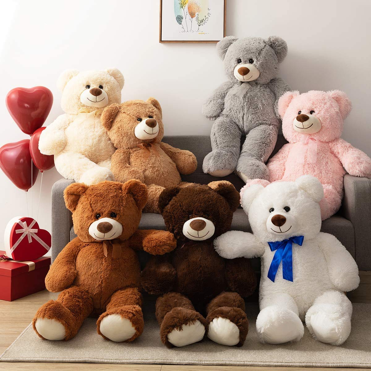 90cm Giant Teddy Bear Plush Stuffed Animal – Soft Tan Toy, Large Huggable Gift for Kids and Adults