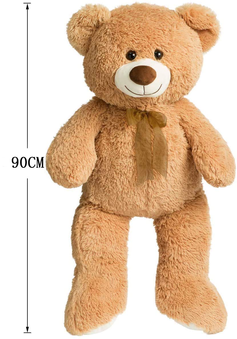 90cm Giant Teddy Bear Plush Stuffed Animal – Soft Tan Toy, Large Huggable Gift for Kids and Adults