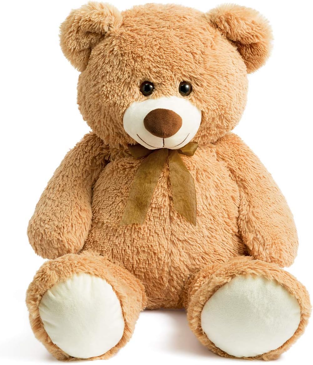 90cm Giant Teddy Bear Plush Stuffed Animal – Soft Tan Toy, Large Huggable Gift for Kids and Adults