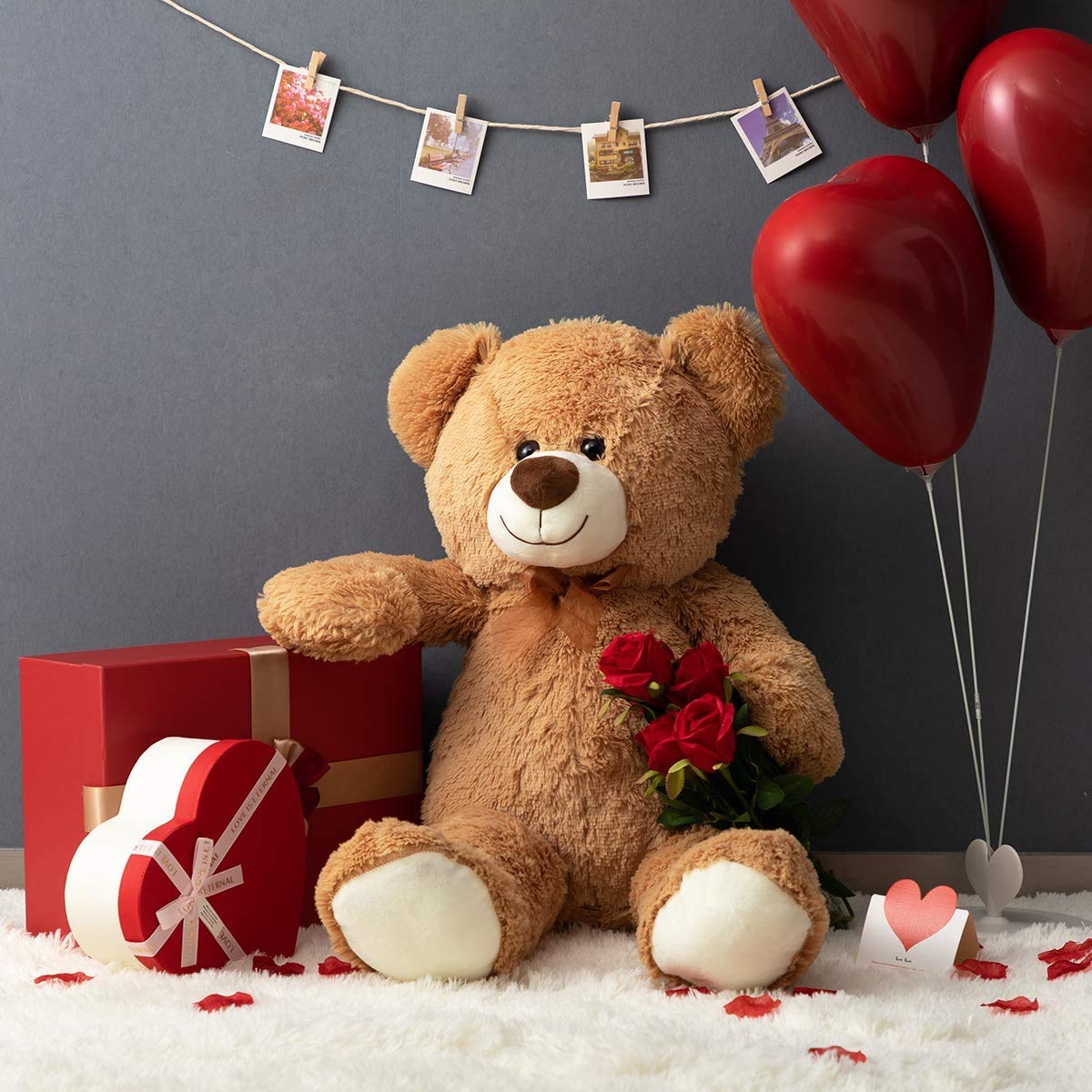 90cm Giant Teddy Bear Plush Stuffed Animal – Soft Tan Toy, Large Huggable Gift for Kids and Adults
