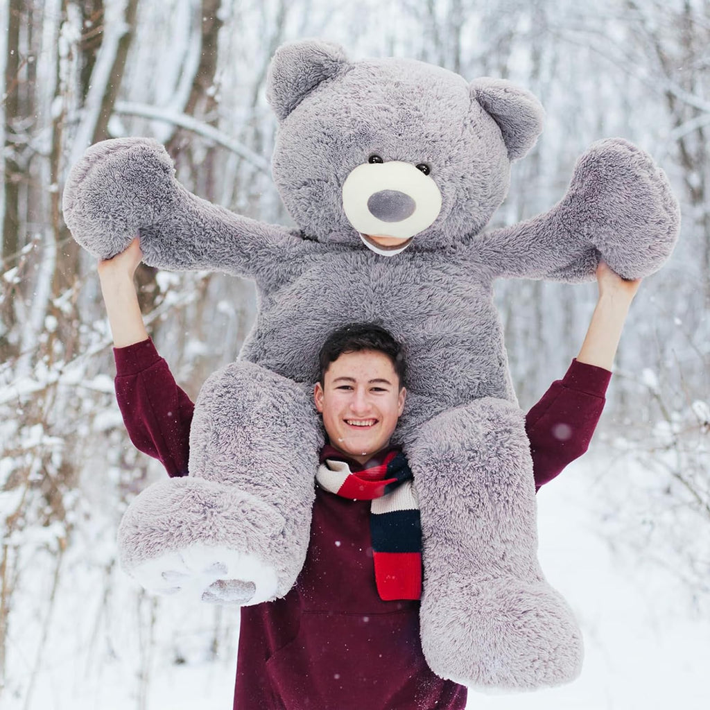 150cm Giant Teddy Bear – Large Grey Plush Stuffed Animal Soft Toy with Bow