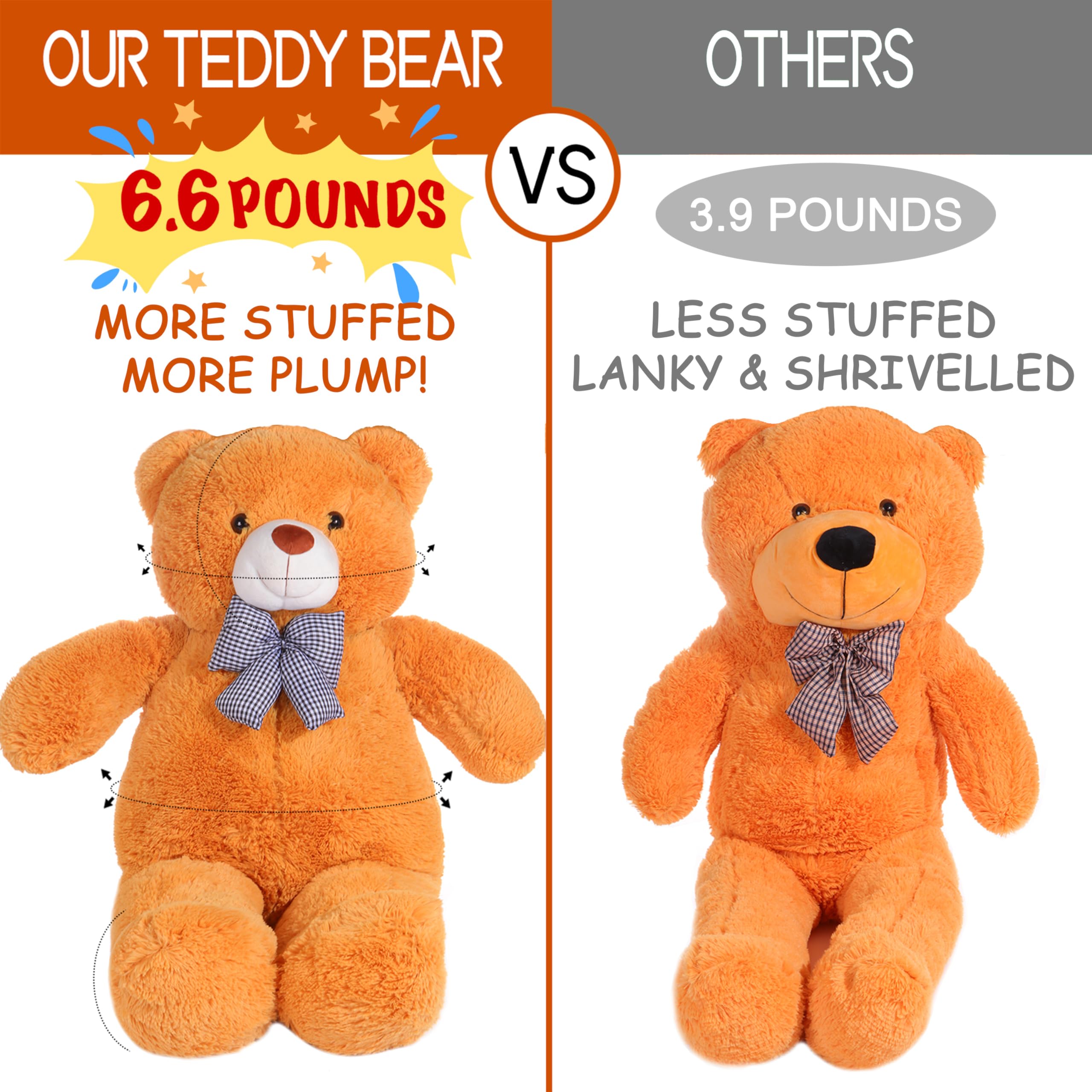 120cm Giant Teddy Bear – Large Brown Plush Stuffed Animal Soft Toy for Kids and Adults